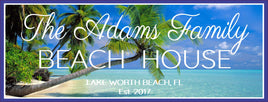Personalized Beach Sign with Ocean, Sand & Palm Trees