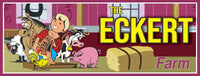 Cartoon Farmer Personalized Sign: Farm Animals & Hay Bale Décor