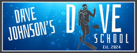 Custom Dive School Sign: Underwater Ocean Scene with SCUBA Dive