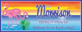 Custom Flamingo Beach House Sign - Personalized Tropical Home Decor