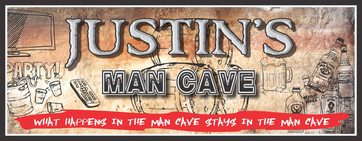 Man Cave Wall Decal - Large Black Vinyl Art Sticker For Door, Bedroom Or Games Room