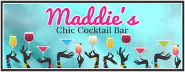 Elegant home bar sign for the Chic Cocktail Bar featuring stylish gloved hands holding cocktails, ideal for upscale home entertainment areas.
