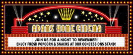 Personalized retro home theater sign with customizable vintage cinema marquee design.
