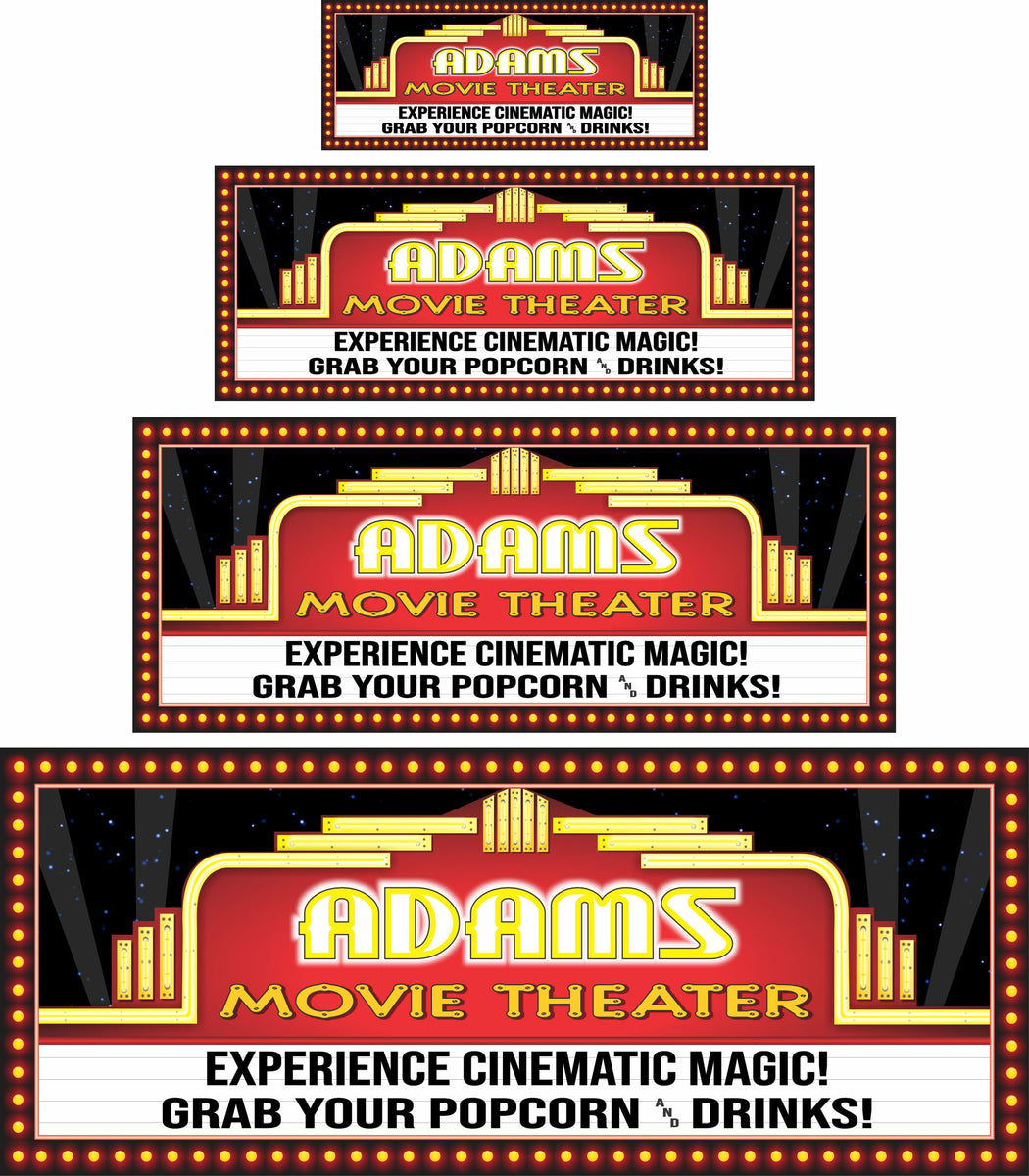 Custom Home Theater Sign - Vintage Movie Marquee with Faux Neon Lights| Fun Sign Factory