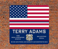 Personalized Policeman's Thin Blue Line Sign - Custom Badge & Message | Law Enforcement Support Plaque for Home or Office Décor
