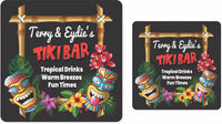 Handcrafted Personalized Tiki Bar Sign: Vibrant Masks & Bamboo Décor | Customizable Island Oasis Art for Home & Parties - Shop Now!