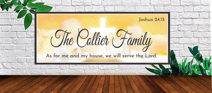 Personalized Spiritual Sign with Joshua 24:15 Quote - 'As for Me and My House' Family Wall Art