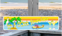 Image of 5 O'Clock Somewhere Street Sign with Parrot & Margarita Glasses Design