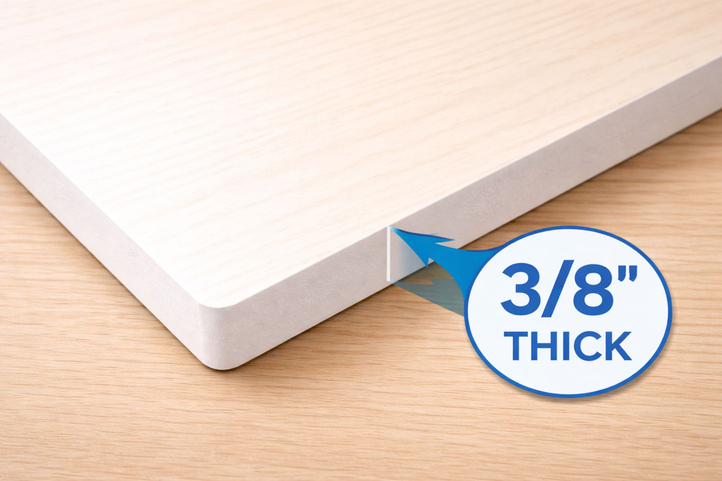 close-up of rigid PVC sign edge showing durable three-eighths inch thickness