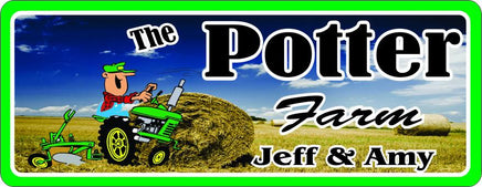Green Cartoon Tractor Farm Sign