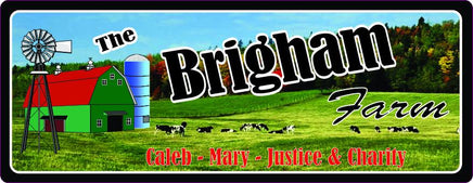 Traditional Farm Sign with Milk Cows in Field