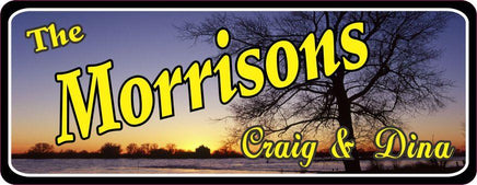 Purple & Gold Lake Sunset Personalized Sign