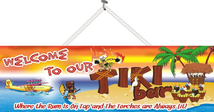 Tribal Tiki Bar Sign with Pontoon Airplane