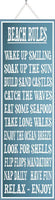Light Blue Beach Rules Sign with White Border and Matching Font