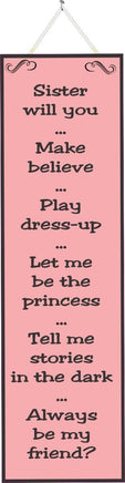 Pink Inspirational Quote Sign for Sister