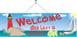 Red Lighthouse Welcome Sign