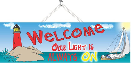 Red Lighthouse Welcome Sign