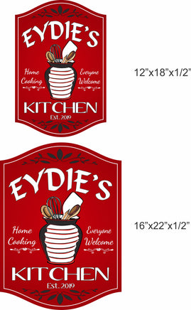 Custom Kitchen Sign with Utensils in Utensil Holder - 2 sizes