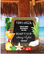 Personalized Today's Special Bar Sign With Tropical Imagery