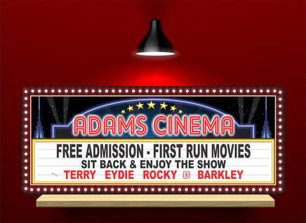 Personalized Home Cinema Sign With Retro Marquee