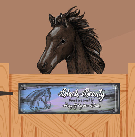 Personalized Horse Stall Sign with Sketch Design