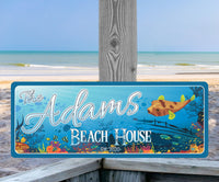 Personalized Beach House Sign: Vibrant Underwater Tropical Scene Décor