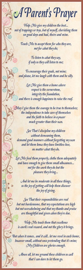 A Parent's Prayer Inspirational Quote Sign with Pink & Blue Flowers