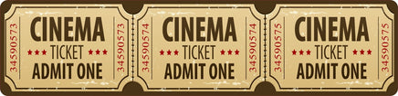 Image of Distressed Aluminum Home Movie Theater Sign with Cinema Ticket Admit One Design