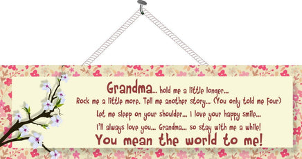Grandma Quote Sign with Flower Border & Cherry Blossoms