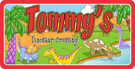 Dinosaur Crossing Personalized Sign