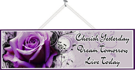 Purple Inspirational Quote Sign with Large Flower