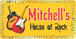 Gold Music Room Sign with Classic Guitars