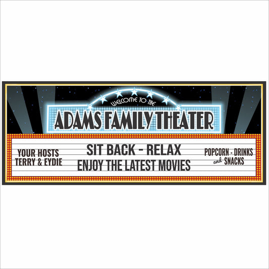 Elevate Your Home Theater with Customized Signs - Lights, Camera, Personalize