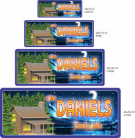 Customizable Log Cabin Night Lake Scene Personalized Sign - 4 Sizes