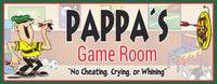 Custom Game Room Sign: Cartoon Man, Dart Board & Pinball