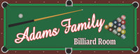 Custom Billiard Room Sign: Pool Table, Cue Stick & Pool Balls