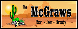 Desert Sun Personalized Sign: Cactus & Cow Skull Décor