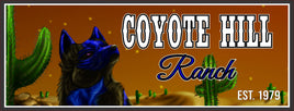 Coyote Personalized Ranch Sign: Cactus & Night Desert Décor