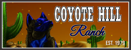 Coyote Personalized Ranch Sign: Cactus & Night Desert Décor