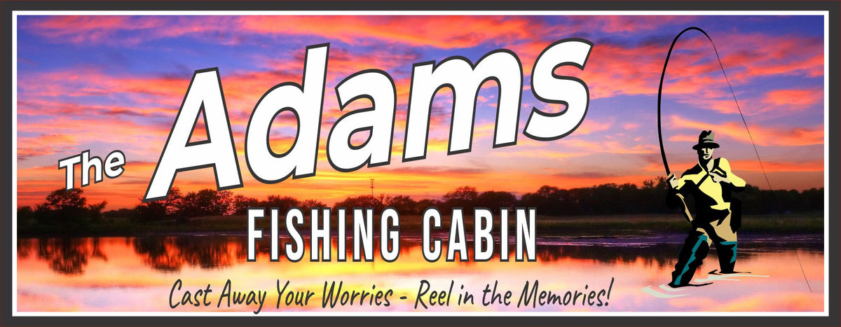 Personalized Fishing Cabin Sign: Angler Silhouette & Sunset| Fun Sign ...