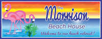 Custom Flamingo Beach House Sign - Personalized Tropical Home Decor
