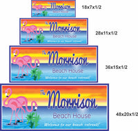 Custom Flamingo Beach House Sign | Personalized Tropical Home Decor