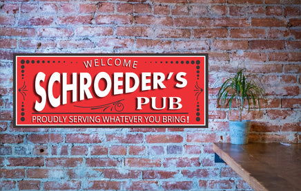 Personalized Retro Bar Sign with Custom Background Color and Text - Vintage Style with Black Dot Border