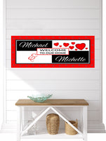 Personalized Welcome Sign for Couples with Hearts - Customized Romantic Decor for Newlyweds