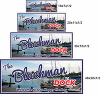 Classic Marina Personalized Dock Sign with Boat Silhouettes