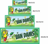 Personalized golf wall sign shown in four available size options