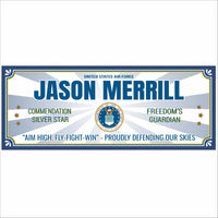Personalized military service sign with custom name and patriotic design