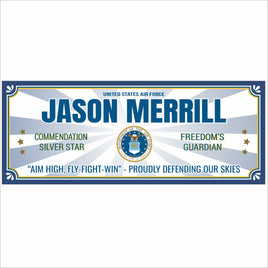 Personalized military service sign with custom name and patriotic design