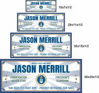 Military service sign shown in four available size options