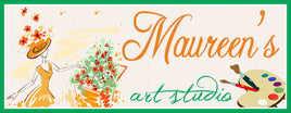 Personalized classic art studio sign featuring a paint palette, flowers, and a sketch of a woman, with customizable text options.